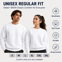 Sweat-shirt col rond unisexe en molleton épais 270 GSM 8 oz Style 18000 – Pull vierge en molleton mélangé