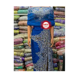 Direct Factory Supply First Lady Heavily Beaded George Wrapper for All Type Dress Making Fabric Available for Sale