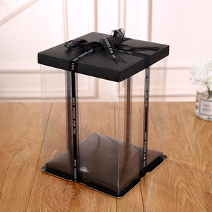 Food Grade Custom Different Size Wedding Birthday Party <b>Black</b> Transparent Cake <b>Box</b> - Product Image 4