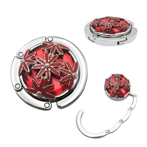 Crochets pour sac en cristal pliable créatif Crochets pour sac rond en maille <span class=keywords><strong>flocon</strong></span> de <span class=keywords><strong>neige</strong></span> en cristal Crochets pour sac à main en métal avec logo personnalisé - Product Image 2