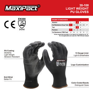 MaxiPact 13G Gants de construction en polyester à haute dextérité sans couture avec gants de sécurité en PU pour le travail anti-dérapant - Product Image 2