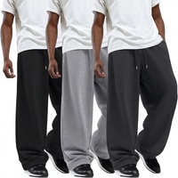 Celana Jogger Pria Kasual Grosir, Pinggang Sedang, Katun Worsted Tebal, Tali Serut, Bernapas, Ramah Lingkungan, Model Baggy Lurus