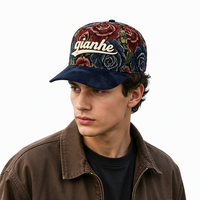 Nouvelle Casquette de Baseball Unisexe 2026 Style Personnalisé Tapisserie Florale Broderie 5 Panneaux Logo 3D Réglable Casquette Jacquard