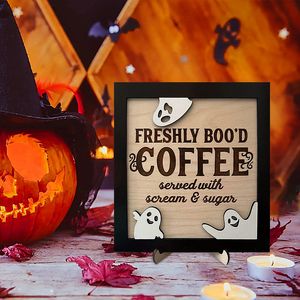 Décoration d'Halloween à succès, adorable fantôme en bois, ornement et panneau en bois pour le bureau à domicile - Product Image 2