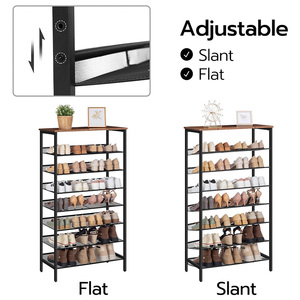 Custom 8-Tier Industrial Rustic Brown Metal <b>Shoe</b> <b>Rack</b> Organizer Sturdy <b>Large</b> Capacity Living Room <b>Shoe</b> Storage - Product Image 5