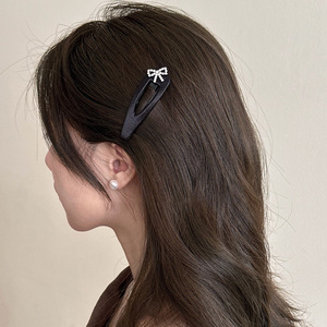 Pince à cheveux élégante avec nœud en strass français pour femme, pince latérale scintillante, accessoire capillaire - Product Image 5