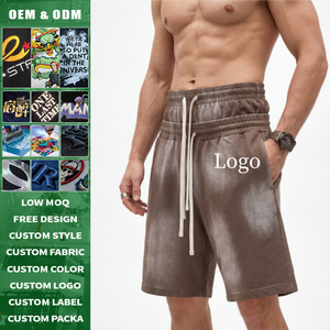 Pantalones Cortos para Hombre de Tela de Lana de 320G, Estilo Vintage, Servicio OEM, Doble Cintura, Lavado con Spray, Efecto Desgastado - Product Image 1