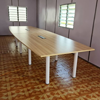 Table de conférence élégante et moderne en forme de bateau, durable, en aggloméré mélaminé, mobilier de bureau professionnel, pour équipes d'hôtel, système de bureau AY