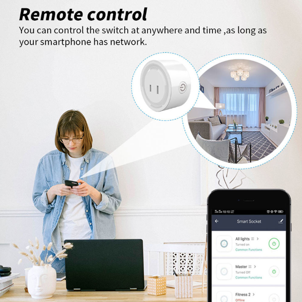 HONPNK Japanese Plug 10A Smart Wifi Socket with Graffiti Voice Control & Scheduling Features for Ai Speaker Domestic Two-Prong