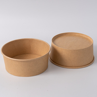 Bol à salade/sandwich en papier kraft biodégradable et écologique, avec couvercle en PE, logo personnalisé en relief, simple paroi, recyclé