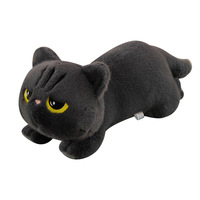 Peluche chat noir couché mignon CPC CE en gros, coussin long pour dormir, jouet en peluche pour cadeaux d'anniversaire