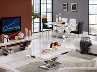 Table basse italienne classique d'acier inoxydable d'or argenté de conception Table centrale moderne de dessus de marbre Offre Spéciale