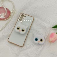 Support de téléphone 3D original en forme de chat mignon, support adhésif portable pour miroir de maquillage et anneau lumineux pour selfie, support de téléphone stéréoscopique style Ins