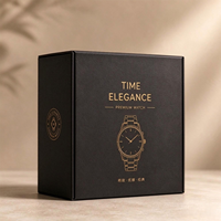 Boîte cadeau de luxe noire mate personnalisée, boîte à cartes imprimée à l'or, logo personnalisé pour l'emballage de montres et de cadeaux artisanaux