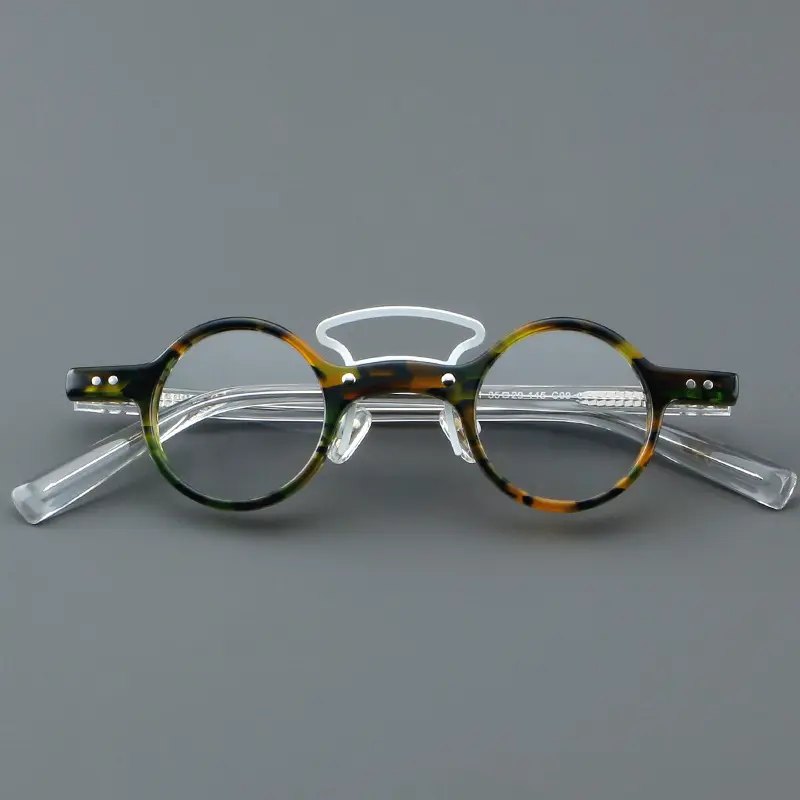2024新しい和風の女性の光学フレーム高級ヴィンテージ小さな丸い眼鏡男性カスタマイズされたロゴのための古典的な近視メガネ