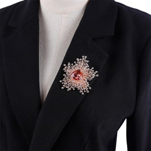 Flower Brooch Alloy Gold Plated Colourful Rhinestone Drilled Design Women Engagement Party Wedding Gift - Product Image 3