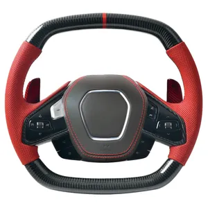 Customized Malibu Sports Racing Cars Forged Carbon Fiber Led Steering Wheel For Chevrolet Camaro RS Cruze Corvette C5 C6 C7 C8