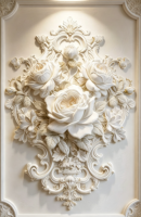 Wallpaper Relief Mawar Kustom, Seni Dinding Bunga Plester 3D, Dekorasi Dinding Lorong Mewah, Latar Belakang Dinding Pintu Masuk Elegan