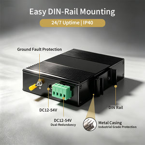 Convertisseur de média industriel Fast Ethernet 1Gbps avec 1 port SFP et 5 ports RJ45, IP40, antistatique, montage sur rail DIN, entièrement marin - Product Image 5