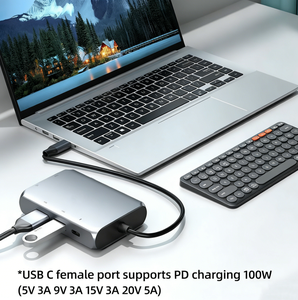 Hub USB C 7 in 1 Pronto per la Spedizione con HDMI VGA Doppio Display Ethernet Gigabit 1000Mbps 100W PD <span class=keywords><strong>2</strong></span> Porte USB 3.0 Docking Station - Product Image 6