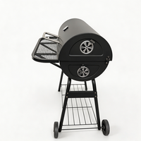 Barbecue à baril robuste de grande capacité avec étagère avant en maille pour pique-nique