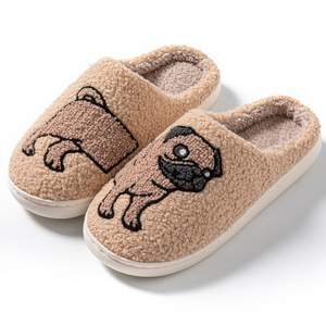 Dép cotton cho nữ, nội thất nhà xuyên biên giới, cặp đôi <span class=keywords><strong>Pug</strong></span> hoạt hình, ấm áp và không trơn trượt - Product Image 1