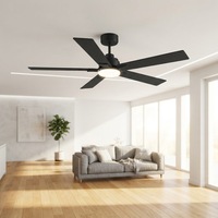 Ventilateurs de plafond LED intelligents Tuya de 52 pouces avec lumière, commande à distance par application WiFi, moteur DC, 5 pales, lampe de plafond pour chambre à coucher, 110V