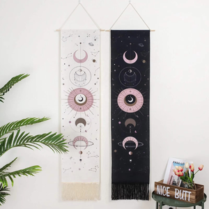 Bohème Jacquard <span class=keywords><strong>tenture</strong></span> murale éclipse lunaire Cycle imprimé coton <span class=keywords><strong>lin</strong></span> affiche phase de lune tapisseries pour chambre tricoté tissé - Product Image 2