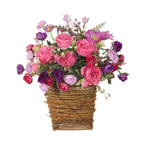 Cesta colgante de pared con peonías y rosas artificiales, flores de seda para decoración de bodas y hogar, 30cm-100cm - Product Image 5