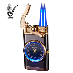 Best-Selling Gas Flame Metal <strong>Lighter</strong> Convenient Wholesale Custom LOGO <strong>Windproof</strong> Cigar Ignition Cigarettes <strong>Lighters</strong> with Watch - Product Image 1