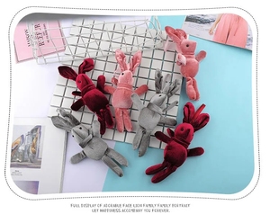 Penjualan laris boneka rantai kunci kelinci boneka kelinci beludru Korea Selatan Aksesori Hari Valentine liontin mainan kelinci - Product Image 4
