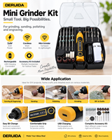 DERUIDA Mini-meuleuse sans fil 3,6 V, kit d'outils rotatifs, stylo de gravure électrique rechargeable par USB avec accessoires pour le bricolage et le meulage