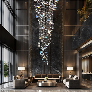 Đèn chùm pha lê LED hình con bướm hiện đại, sang trọng, tùy chỉnh cho dự án khách sạn biệt thự, phù hợp với trần nhà cao - Product Image 3