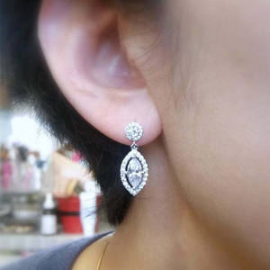 Orecchini pendenti con zirconi bianchi champagne a taglio marquise per donna, gioielli classici con strass di cristallo per matrimonio - Product Image 4