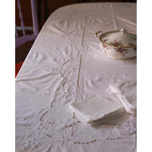 Catiacingolani Embroidered Linen Rectangle <b>Tablecloth</b> with Cutwork for Home & Hotel Dining Rooms Small/<b>Large</b> Napkins Included - Product Image 5