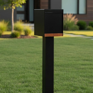 Poste para Buzón de Metal JH-Mech con Dos Soportes de Montaje, Resistente, 43x4x4 Pulgadas, Acero al Carbono Negro - Product Image 1