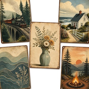 Retro Metallposter Blechschild Möwe Leuchtturm Felsige Küste Meereswelle Vintage Wanddekoration für Küsten-Pub - Product Image 1