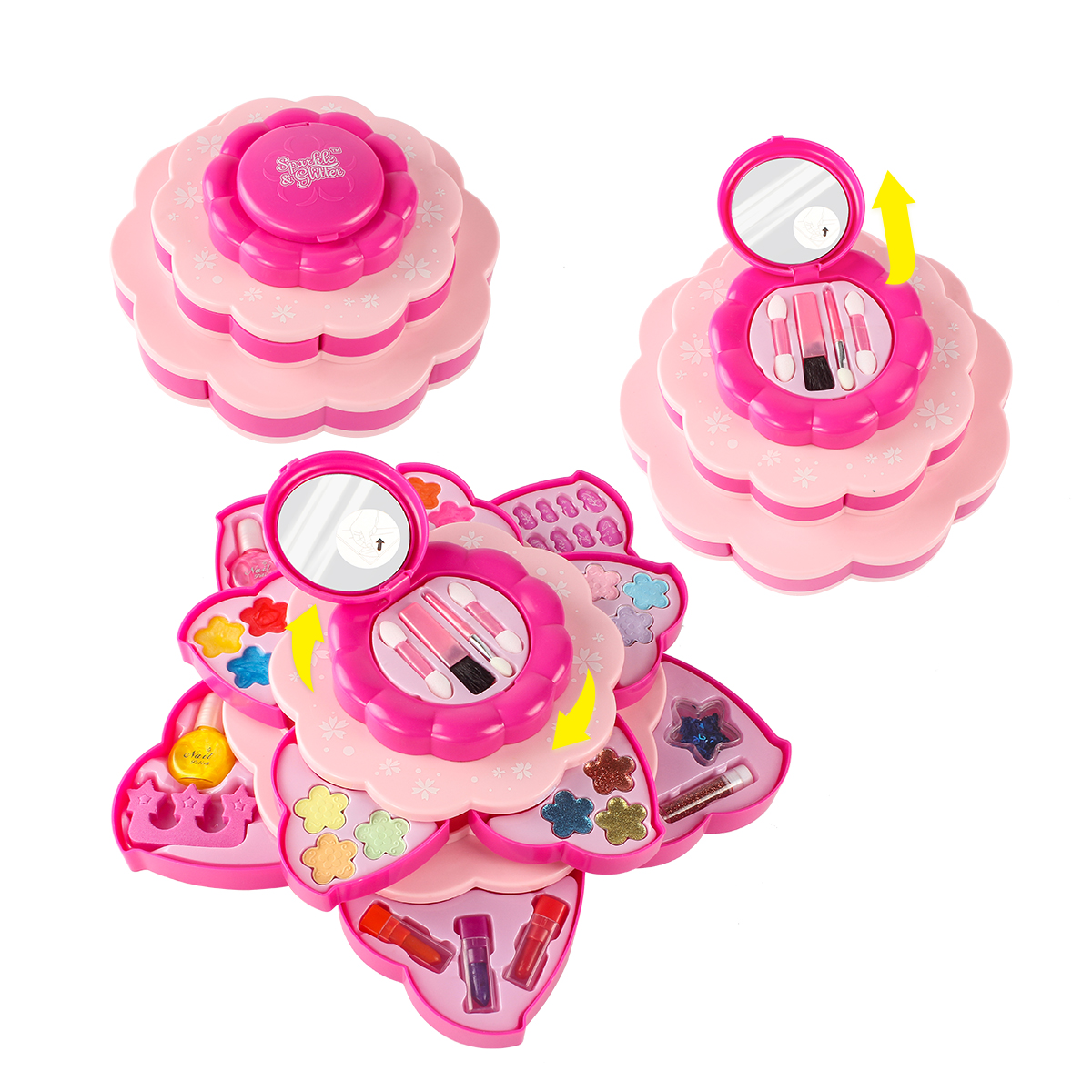 Моющийся набор для макияжа, нетоксичные пластиковые детские косметические игрушки, другие игрушки для ролевых игр и дошкольников, коробка с окном для 3 лет + для девочек