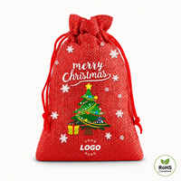 Sacs en jute personnalisés pour Noël avec cordon de serrage, pochettes anti-poussière réutilisables, sacs de shopping en chanvre et toile de jute écologiques avec cordon de serrage pour l'emballage de cadeaux