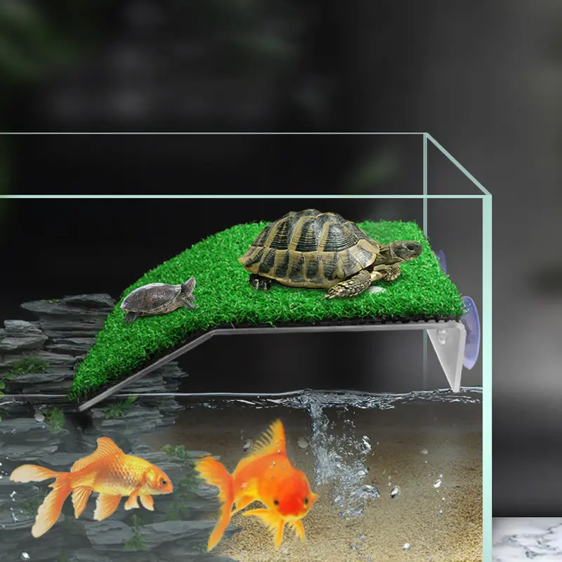 Подставка для сушки черепахи, плавающая подставка для черепахи, искусственная лужайка, ландшафтный дизайн с присоской, украшение для аквариума