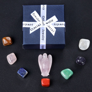 Набор из натурального хрусталя, лечебный камень, ангел, чакра, полированный камень, шестигранные маятниковые Подвески с коробкой - Product Image 6