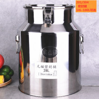 Réservoir de stockage alimentaire en acier inoxydable 304, récipient de cuisine hermétique, bidon pour lait, huile, vin, thé, eau, compatible lave-vaisselle, écologique