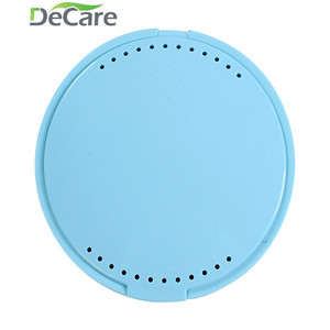 DeCare Dental Retainer Case Round <b>Plastic</b> With <b>Mirror</b> For Denture Care Blue - Product Image 1