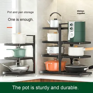 Estante de almacenamiento de cocina ajustable de doble cara multicapa para el hogar, <span class=keywords><strong>encimera</strong></span> de pie, armario, fregadero, <span class=keywords><strong>platos</strong></span>, ollas, almacenamiento - Product Image 2