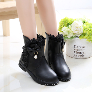 Warme Winterstiefel für Kinder Mädchen Prinzessinnen-Stiefeletten mit Rüschen, Schleife, Perlen Modische Abendschuhe - Product Image 6