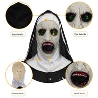 Masque en latex effrayant de nonne souriante pour Halloween, idéal pour les farces et maquillages effrayants, parfait pour le bricolage.