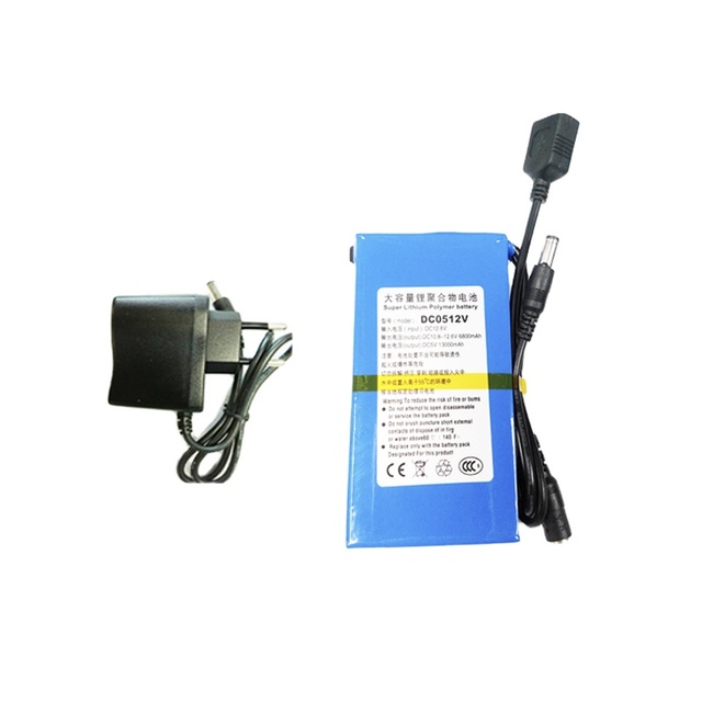 12V 6800mAh 5V 13000mAh DC USB Output Lithium Polymer Rechargeable Battery for Dvd Player Cctv Camera