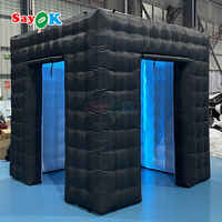Tente de fête portable Sayok noire, cabine photo gonflable, cabine photo gonflable avec LED
