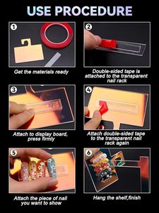 Acrylic Nail <span class=keywords><strong>Art</strong></span> <span class=keywords><strong>Display</strong></span> <span class=keywords><strong>Stand</strong></span>, kalolary Mẹo móng tay giả hiển thị bảng đánh bóng, 50 cái móng tay đứng với 3m Băng keo hai mặt - Product Image 5