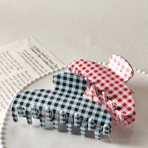 Nouveau doux Plaid motif impression acétate cheveux griffe grand 10cm anti-dérapant pinces <span class=keywords><strong>à</strong></span> cheveux femmes exquis élégant Style pastoral cheveux <span class=keywords><strong>crabe</strong></span> - Product Image 6